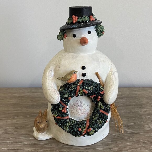 Vintage - Hallmark Marjolein Bastin Snowman Figure - MUSICAL- "Deck the Halls" - Picture 1 of 11